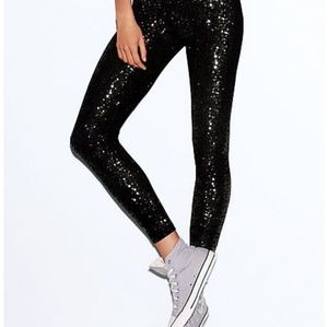 Victoria Secret Pink Bkack Sequin Leggings